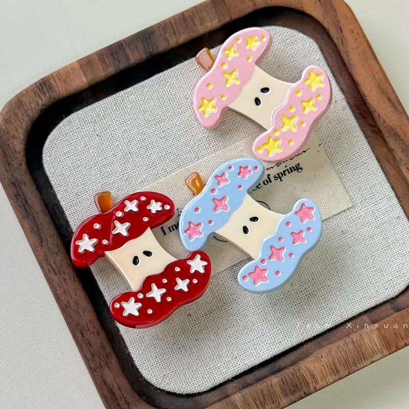 Fun Star Apple Kernel Hairpin Duckbill Clip Texted Acetic Acid Broken Hair Bangs Clip Cute Girl's Heart Side Clip Hairpin
