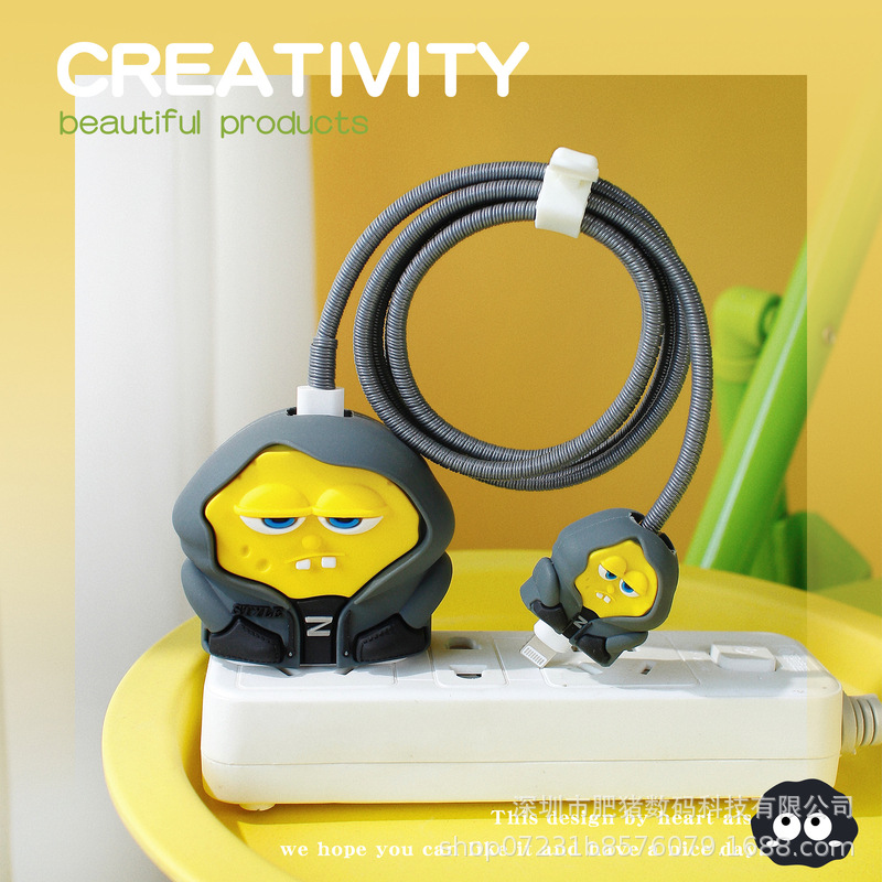 Nuevo cable de datos de dibujos animados cubierta protectora adecuado para Apple carga rápida cabeza 18/20W carga cabeza cubierta protectora Winder