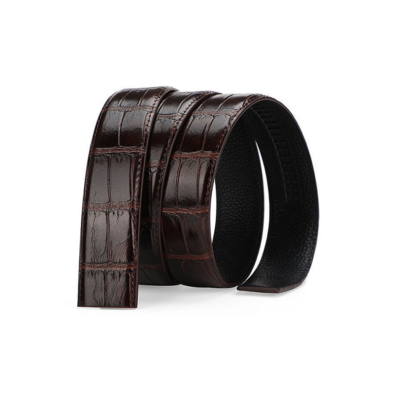 Headless Crocodile Pattern Men's Belt Genuine Leather Without A Head, Automatic Buckle Belt, High-end Cow Belt, Trendy Business Belt_voghion.com