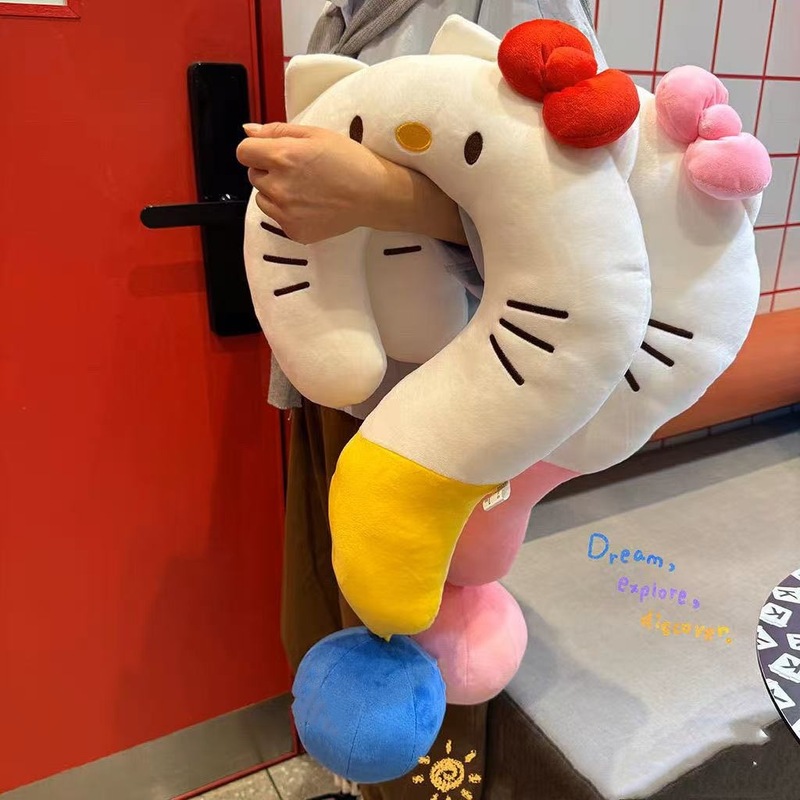 漫画 kt 猫疑問符 U 字型枕カジュアル枕ぬいぐるみソファクッション装飾装飾品昼寝枕女性|undefined