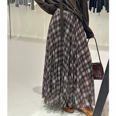 可补P6180简约网纱格子半裙长88-仅供货经销商不退换