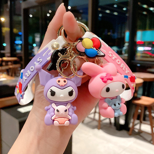 Cartoon Cute Sanrio Character Keychain Car Key Holder Keychain for Women Bags Key Ring Accessory Wholesale