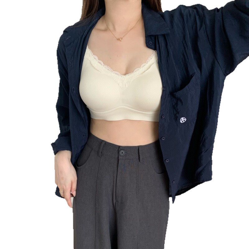 8824粉底液提拉条内衣女纯欲奶油蕾丝无痕小胸饱满大胸挺拔文胸罩|undefined