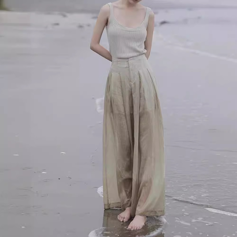 工厂 天丝亚麻褶皱设计感小众上衣罩衫女中长款宽松国风改良长袍