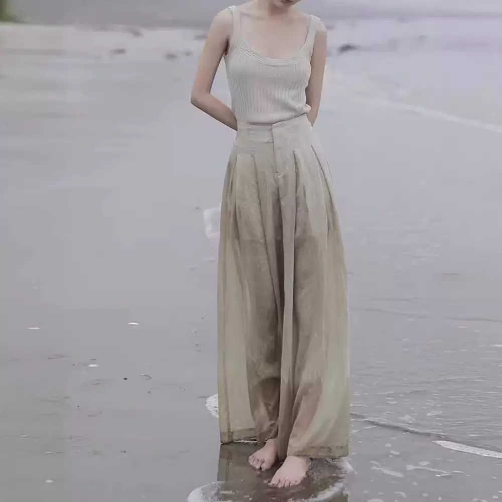 工厂 天丝亚麻褶皱设计感小众上衣罩衫女中长款宽松国风改良长袍