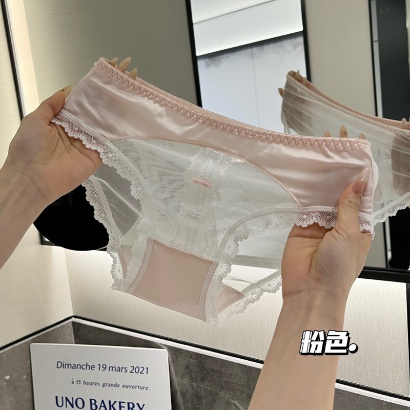 7A纯棉裆女士纯棉内裤女国风少女系蕾丝欲仙气少女中腰透气三角裤|undefined
