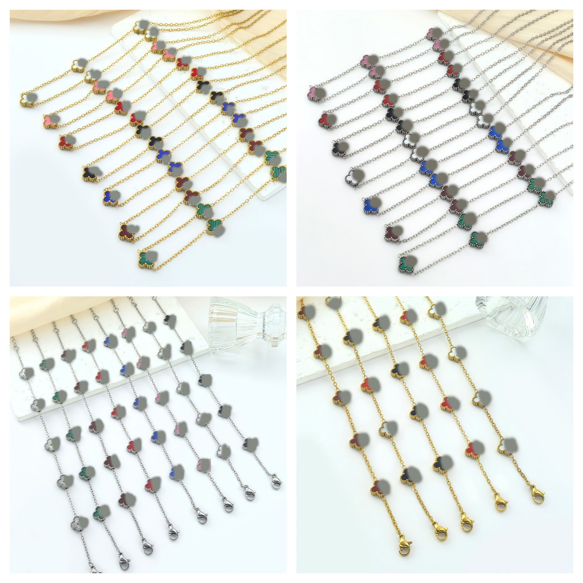 European and American Popular 9mm Four-Leaf Clover Necklace, Five-Leaf Clover Necklace for Women, Fashionable and Versatile, Factory Wholesale