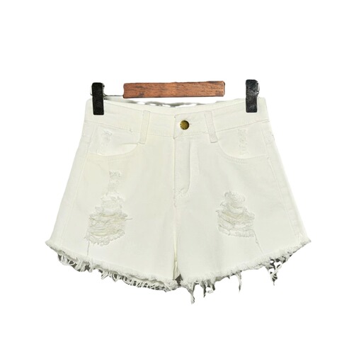 Women's Ins Large Size Fat Mm Summer New Style American Street Retro A-Line Hot Pants with Frayed Edge and Washed Holes
