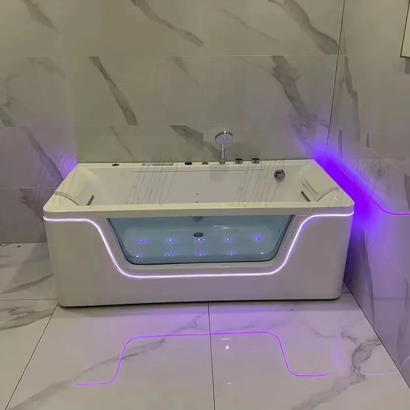 bañera de hidromasaje acrílica casera simple doble con cara de vidrio spa bañera de hidromasaje temperatura constante atmósfera hotel jardín