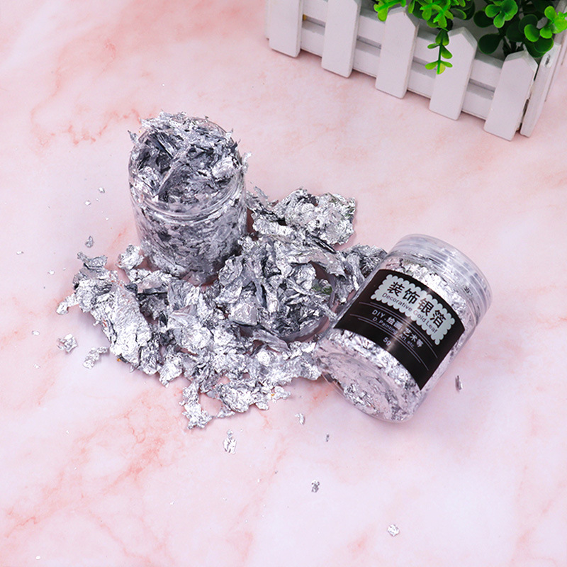 Broken gold, silver and copper foil 2g 5g bottle wooden clip diy jewelry manicure crafts production baking decoration