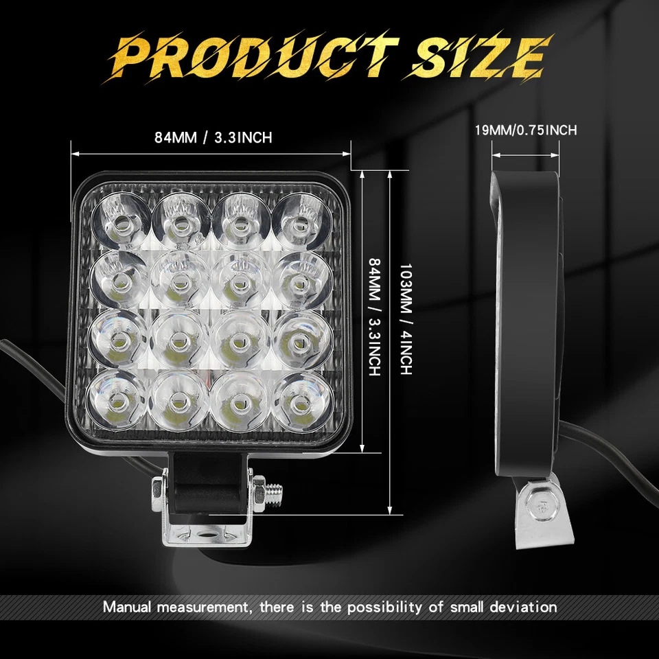 Auto LED lámpara de trabajo mini 16LED 48W lámpara de trabajo lámpara diurna lámpara auxiliar para vehículos todoterreno lámpara de reforma