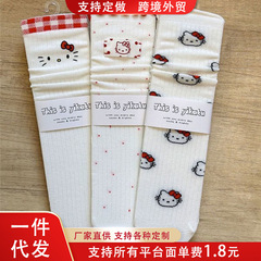 夏季薄款中筒袜ins网眼白粉色日系可爱袜子网红可爱kitty猫袜子女