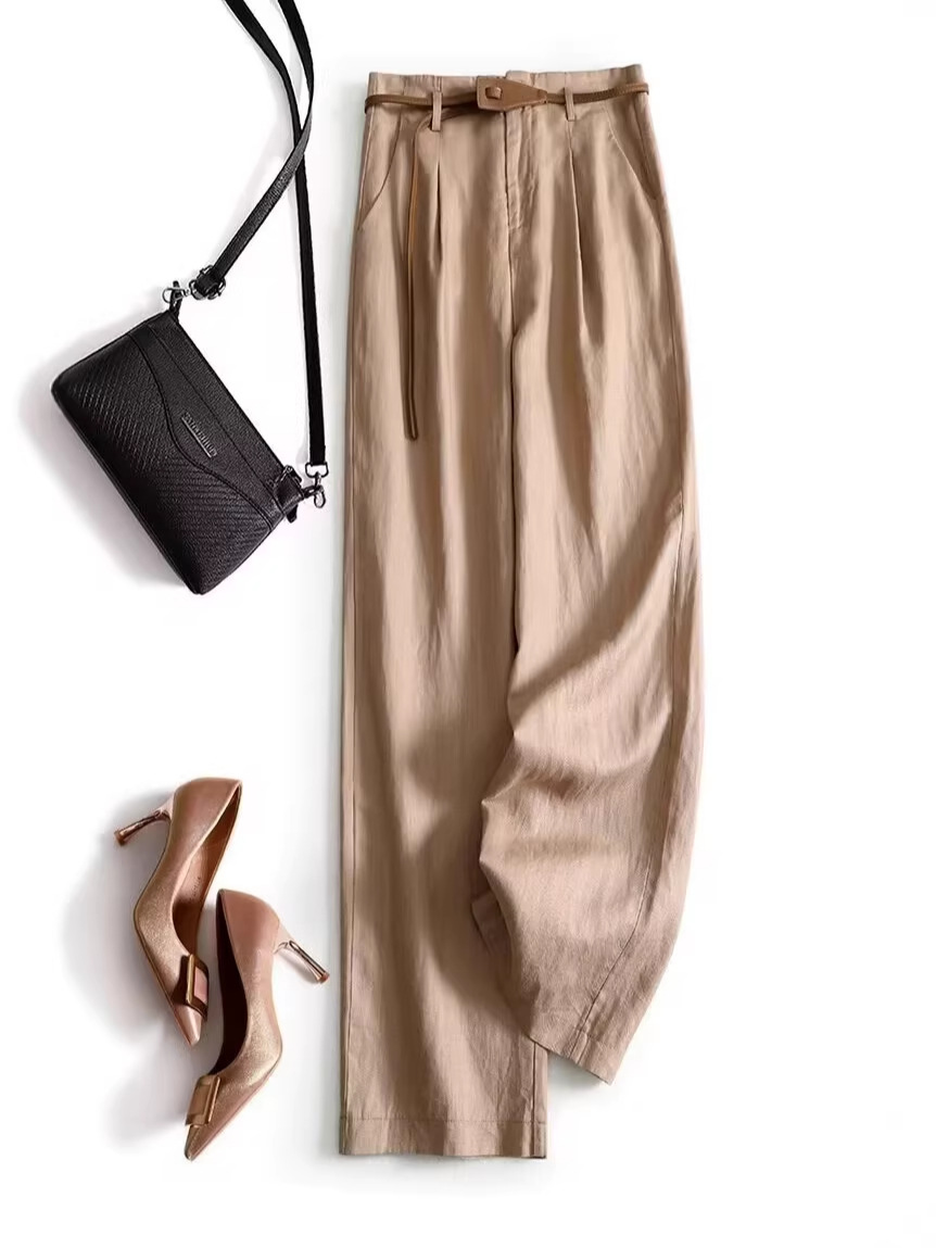 Quần culottes nữ ống rộng cạp cao chất liệu tencel linen cao cấp dáng suông thoải mái — màu trắng