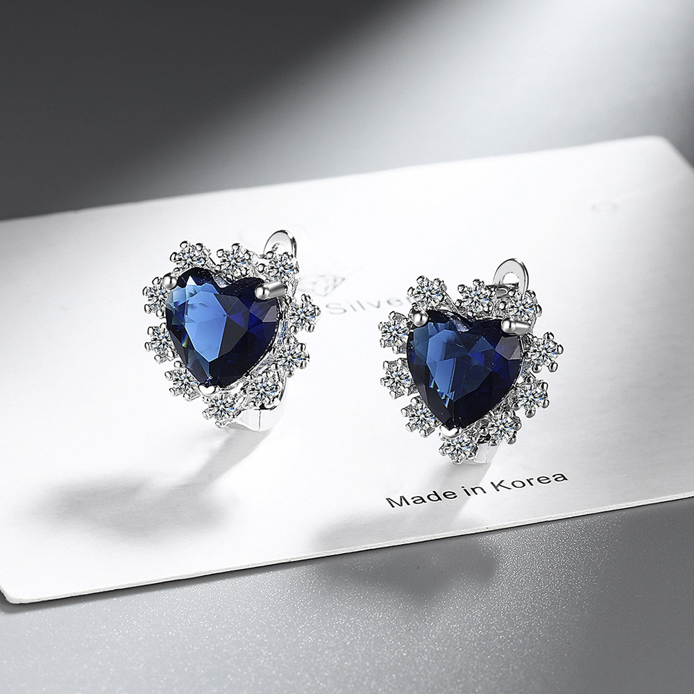 Earrings Classification 1 Pair Simple Style Shiny Heart Shape Inlay Copper Zircon White Gold Plated Earrings