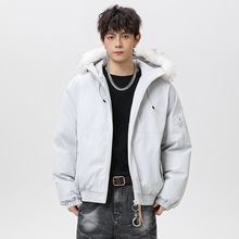 【赵露思同款】2025年新款三防棉衣国潮冬季大毛领工装派克棉服男