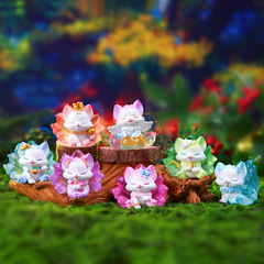 Guanfu Style Traditional Chinese Culture Hand Puppet Mountain Sea Nine-Tailed Fox Cartoon Creative Blind Box Ancient Small Spirit Fox Gradient Figure Mini Ornament