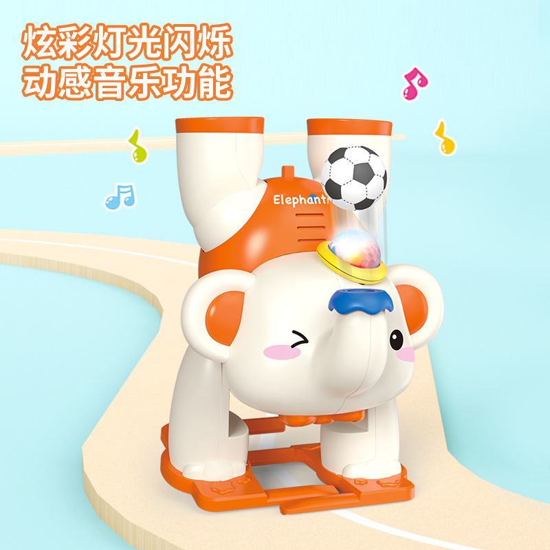Bola de soplado para caminar invertida eléctrica, elefante bebé, luz musical, dibujos animados, forma de animal, bola suspendida, juguete para niños