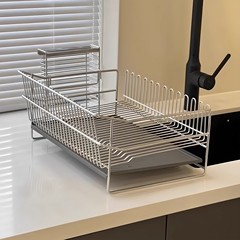 不锈钢碗碟沥水架免安装厨房水槽边餐具收纳架多功能大容量置物架