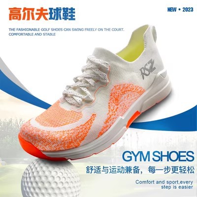 Runshengze 컬러 매칭 방수 골프 신발 편안한 통기성 플라이 짠 운동화 미끄럼 방지 내마모성 고조 캐주얼 신발