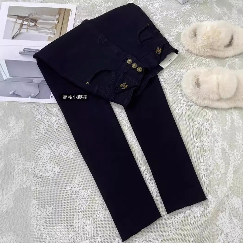 Super High Waist Black Leg Jeans Women's Autumn and Winter New fleece-lined Thickened Tight-breasted Pencil Pants Boots Pants Ins