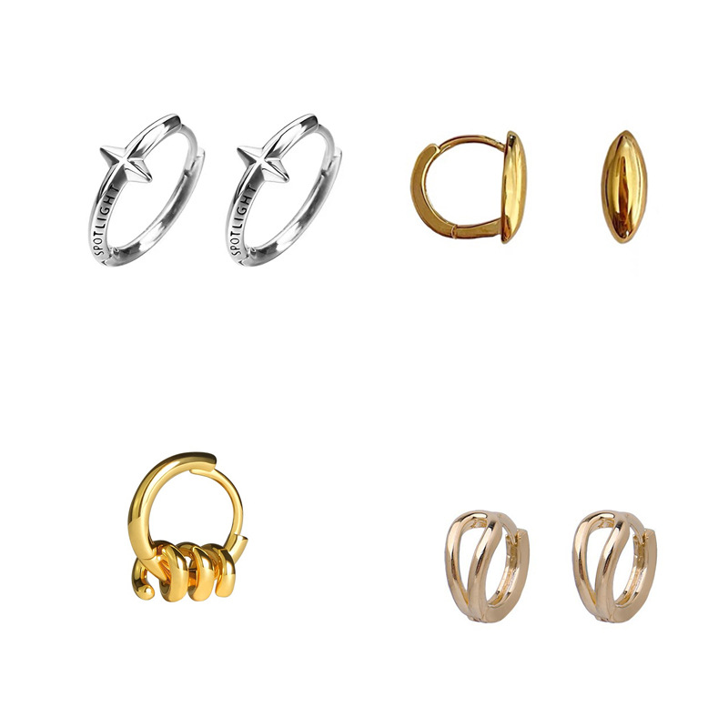 Golden small earrings drop-shaped