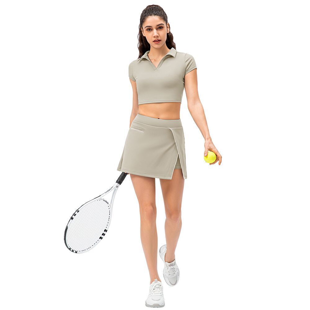 Spring And Summer Sports Short Skirt Fake Two-piece Anti-exposure Culottes Loose Casual Yoga Running Skirt