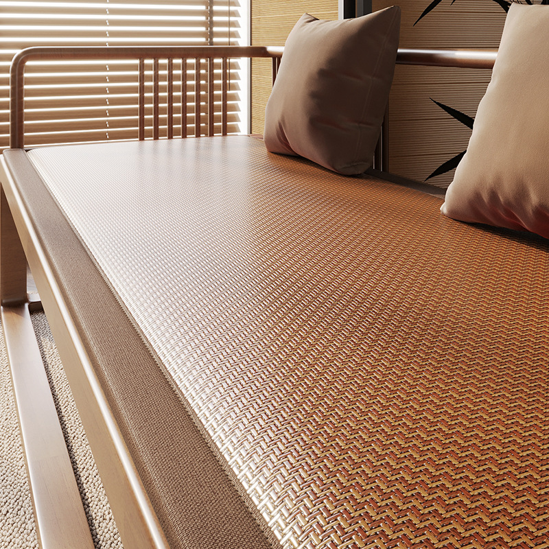 Cojín de sofá de madera maciza de estilo medieval, tapete de verano, cojín para silla, cojín de sofá de ratán y madera de sequoia, cojín de ratán antideslizante con sensación refrescante