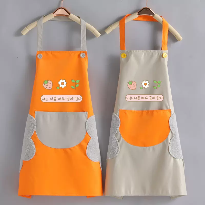 防水围裙加厚PVC印刷礼品厨房家用上班时尚韩版男女工作防污围裙