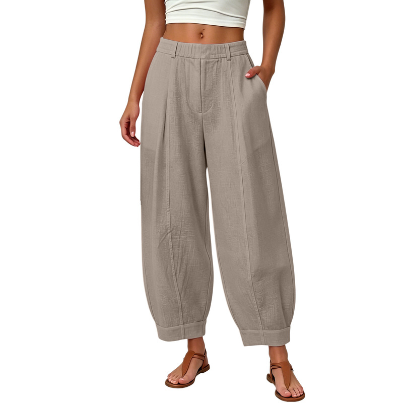 2026 New Cross-Border Women's Cotton and Linen Balloon Pants in a Barrel Package Amazon 2026 New Cross-Border Women's Cotton and Linen Balloon Pants in a Barrel Package Amazon