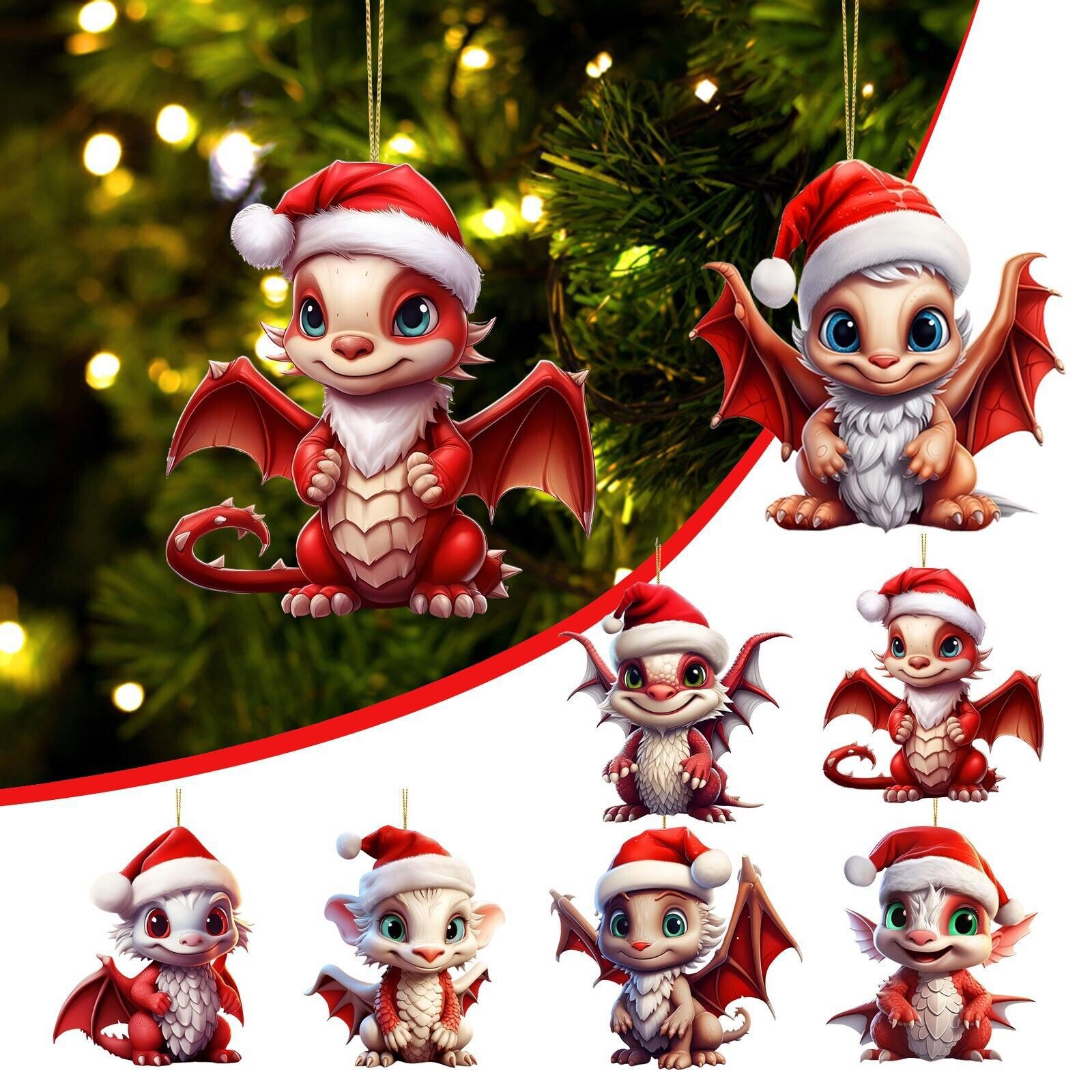Nuevo dragón de Navidad bebé acrílico dibujos animados dinosaurio decoración adorable decoración del árbol de Navidad decoración del hogar