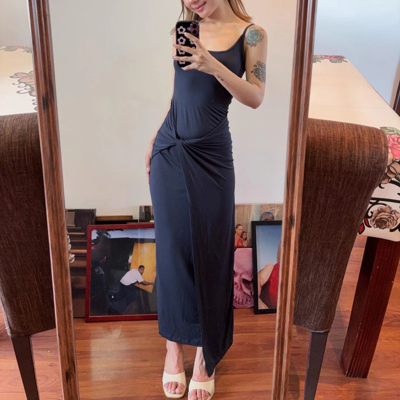 Design-Inspired Dream Eden Twisted Strap Knit Dress for Women, New Summer 2026 Beach Vacation Niche Long Dress