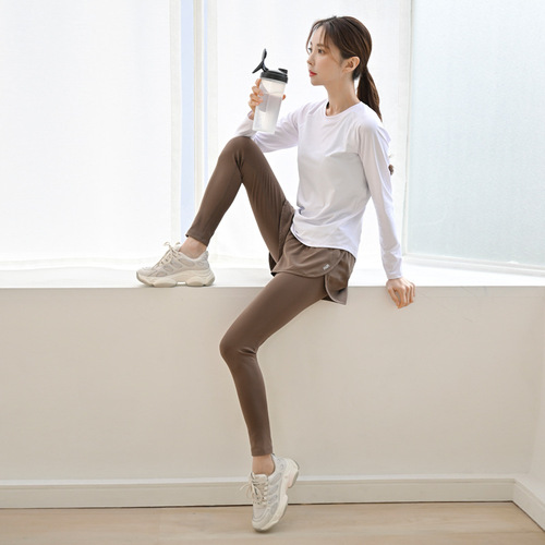 Yoga pants for women, single-length, professional running top, fashionable new style, elegant, high-end fitness suit set, wholesale