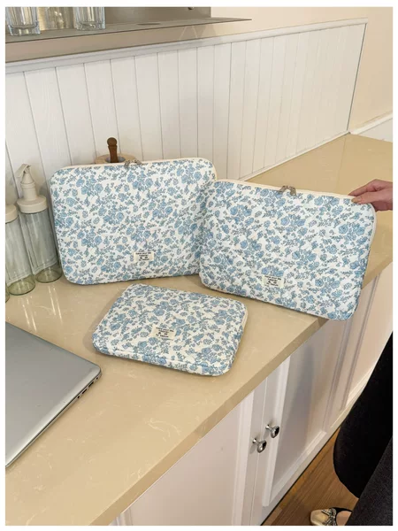 Cross-Border Korean Style Ins-Style Floral Tablet Computer Sleeve Storage Bag 11inch 13inch 15inch Computer Protective Case
