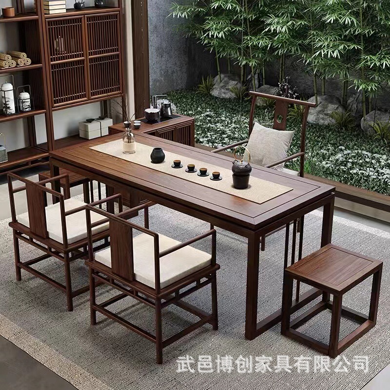 New Chinese Style Solid Wood Long Table Old Elm Desk Calligraphy Table Office Study Computer Desk Writing Desk Calligraphy and Painting Table
