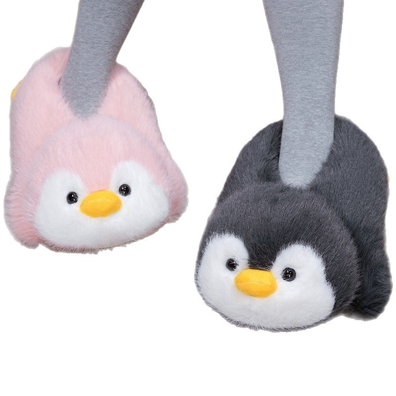 Cartoon transfronterizo pingüino zapatos para el hogar zapatillas de oficina de niñas zapatillas de algodón zapatillas de peluche para niños zapatillas de calentamiento gruesas