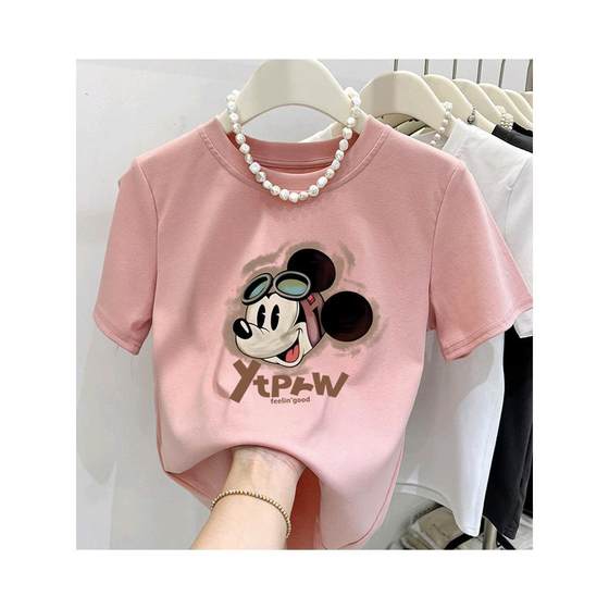 Shoulder Cotton Short-sleeved T-shirt Women's Ins Fashion All-match Top Base Shirt 2024 Early Autumn New