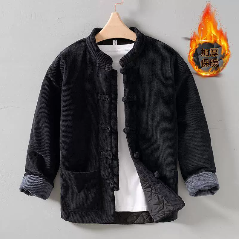 L123 национальная приливная Пряжка Вельветовая куртка с хлопковой подкладкой Мужская свободная повседневная китайская куртка Joker Мужская поколение волос