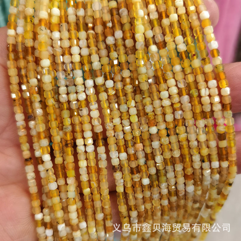 2.5*2.5mm天然石小方珠散珠方糖珠彩碧璽いちご晶紫晶方糖方粒ビーズ|undefined