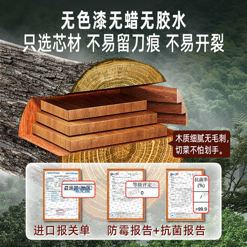 SSGP cutting board kitchen mildew-proof black gold sandalwood cutting board household thickening double-sided whole wood large chopping board