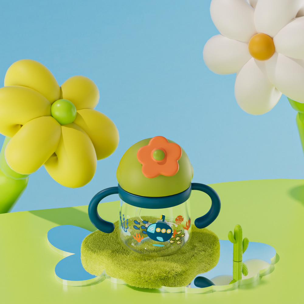 Toukie taza para beber para bebés tritan taza para niños a prueba de fugas y caídas para bebés taza de paja de jardín de infantes en stock