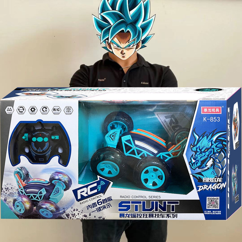 Remote control tipper stunt car toy light music Children's remote control car fall 360 degree stunt roll rechargeable