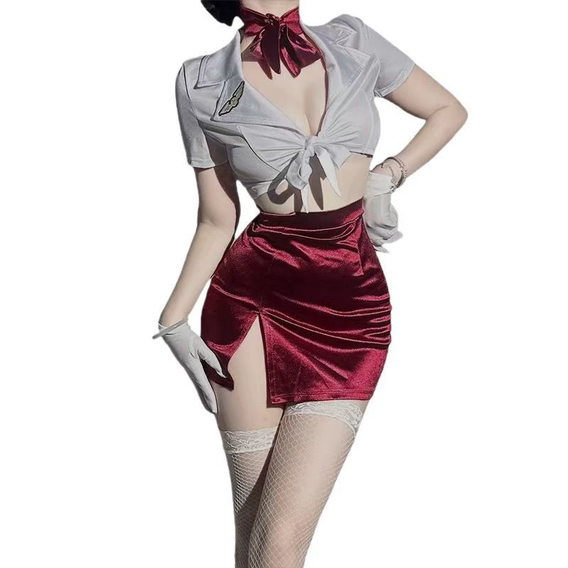 恋香 Sexy underwear stewardess policewoman pure passionate queen sexy deep V free suit small breast tempting pajamas