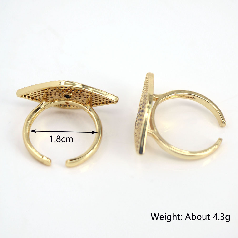 fashion copper micro-inlaid zircon devilu0027s eye ring female opening personality ring