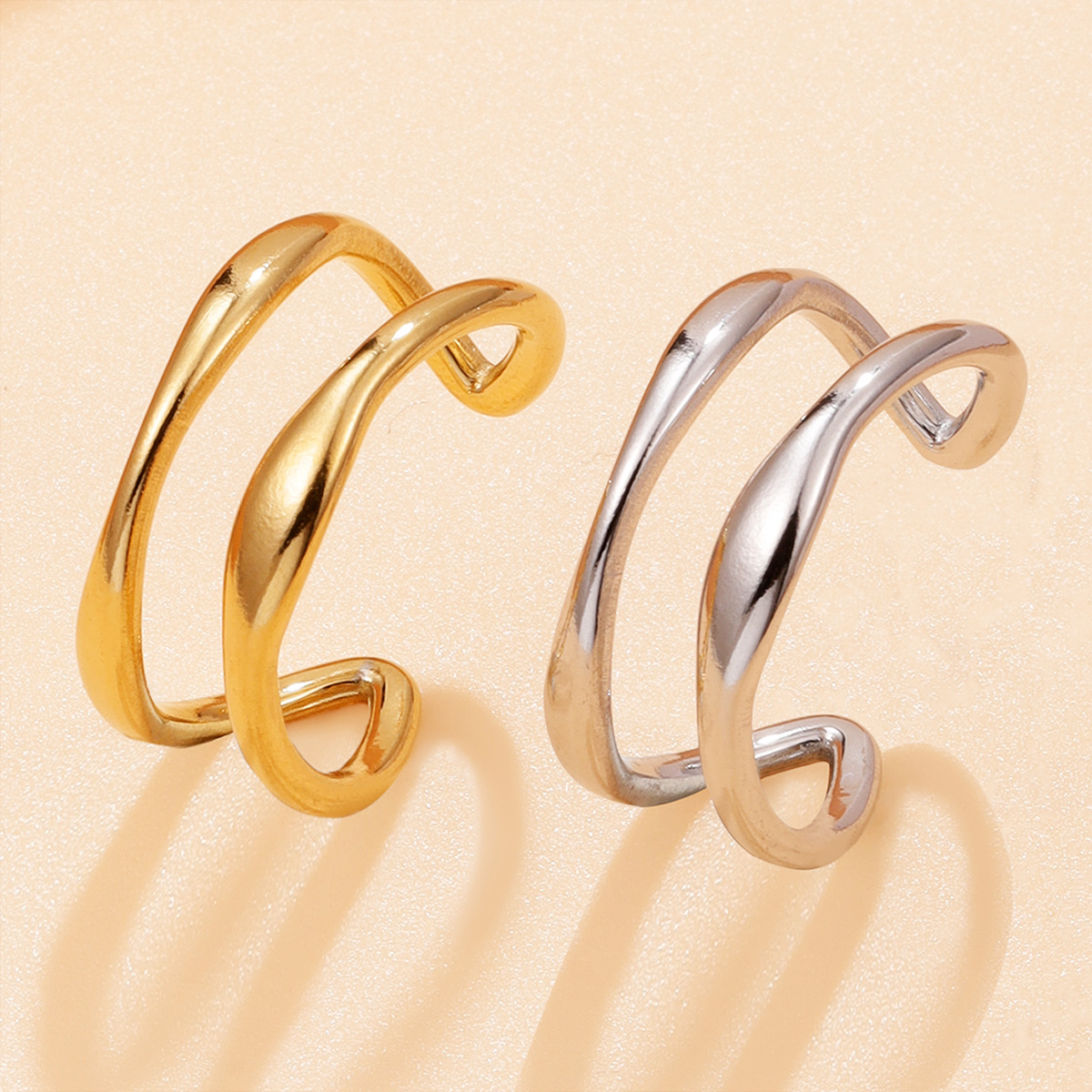 brand geometric ring stainless steel