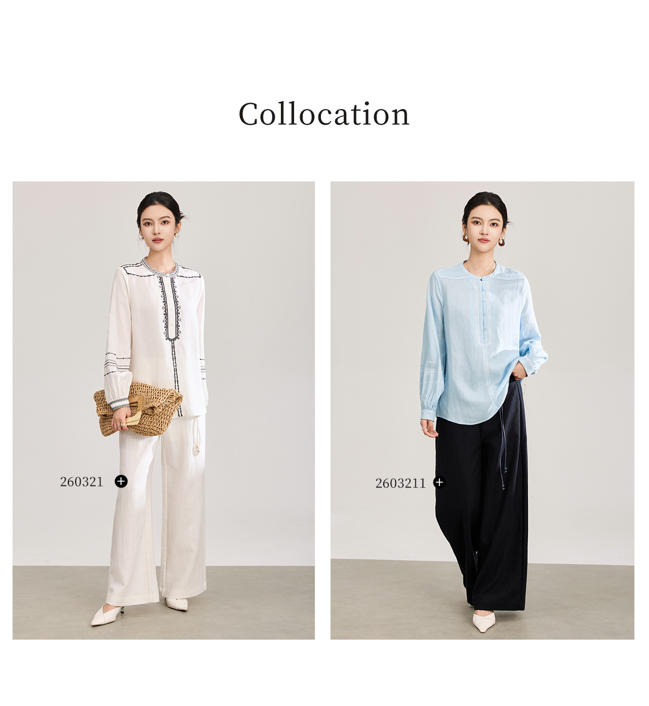 Áo sơ mi nữ chất liệu linen phối màu tay ngắn phong cách Pháp — màu xanh nhạt chi tiết 10