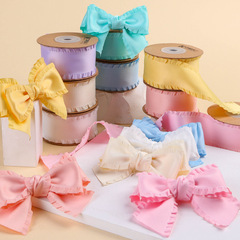 Classic thickened ruffled webbing bow hair accessories clothing high density wavy edge ribbon fungus skirt ribbon