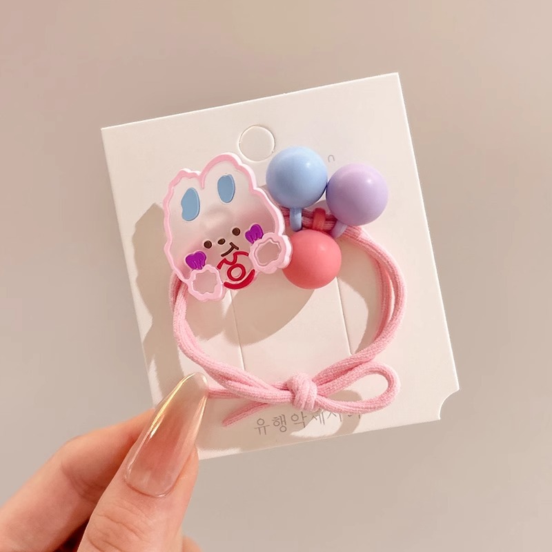 Color no daña anillo para el cabello de la niña atada bola cabeza cinta elástica lindos dibujos animados conejo flor cabeza adornos para el cabello