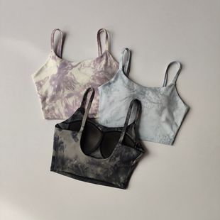 High-Quality Sports Bra for Women, Tie-Dye Spaghetti Straps, Beautiful Back, Fitness Camisole Top, Yoga Bra Vest, Bar Summer