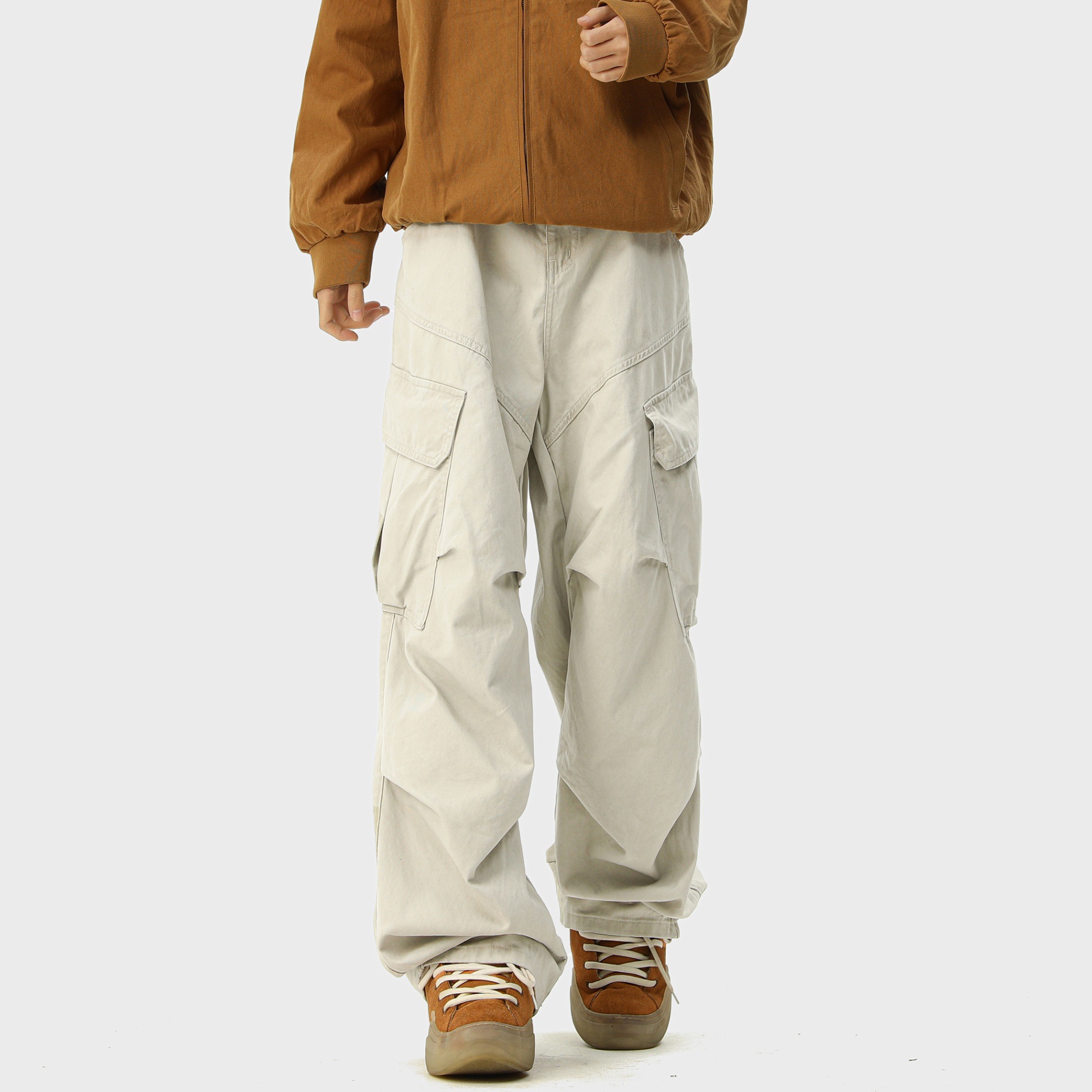 Men's Cargo 2025 Spring And Autumn New American High Street Style Cool Trendy Brand Versatile Loose Straight Wide-Leg_voghion.com