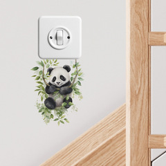 Cartoon Panda Swing Children's Bedroom Entrance Living Room Home Decor Switch Sticker Wall Decal Peel-and-Stick Wholesale